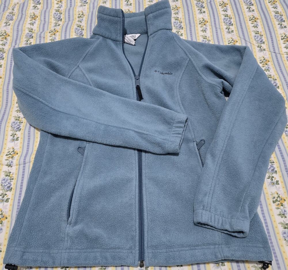 Columbia Full Zip Fleece Jacket Womens Medium Green Teal